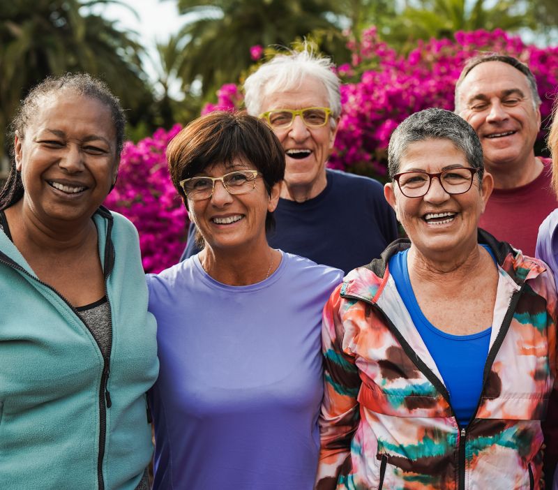 group of older adults going for a run together